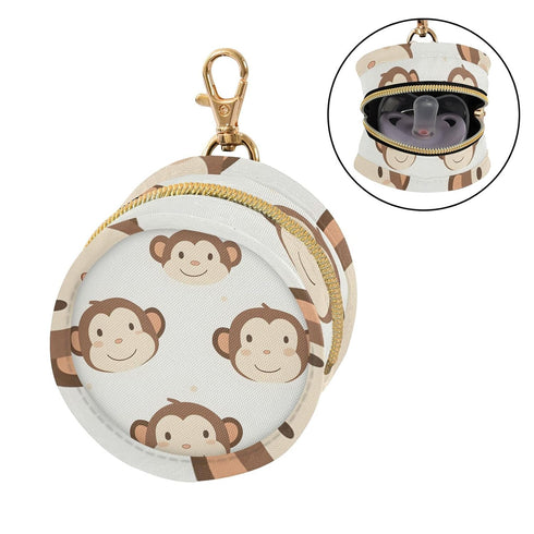 YETTASBIN Cute Monkey Portable Pacifier Holder Case with Metal Hook Buckle & Zipper for Diaper Bag and Stroller