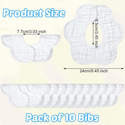 Geyoga 10 360 Pcs Baby Bibs Rotate Baby Bandana Muslin Drool Bibs Petal Bibs Burp Gauze Cloths Absorbent Bib