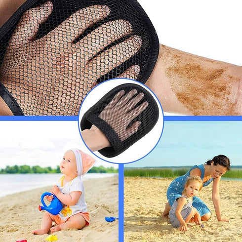 Theshai 2 Pieces Sand Wipe Off Mitt, Beach Sand Cleaner Soft Wipe Off Mitt for Beach Volleyball and Beach Activities