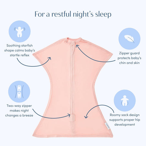 (6-12 SleepingBaby Bamboo Zipadee-Zip Transition Swaddle - EverSoft Starfish Design Breathable Wearable Blanket