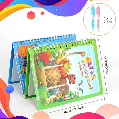 CMTOOP 5 Pack Reusable Water Coloring Book for Toddlers, Water Doodle Book Toys, Paint with Water Books,Mess-Free