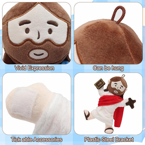 13.4" Yelakey Jesus Plush Doll with Jointed Skeleton Jesus Plushie Poseable Jesus with Removable Accessories Easter