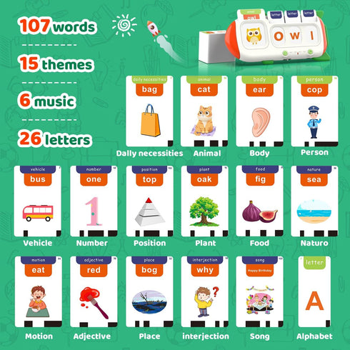 107 3 4 5 6 QuTZ Talking Flash Cards CVC Word Spelling Games, Preschool Learning Activities Learning Toy, Words Letter