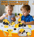 2-in-1 Toolbox 3-5, Lehoo Castle Kids Tool Bench with Electric Drill and Construction Vehicles, Workbench