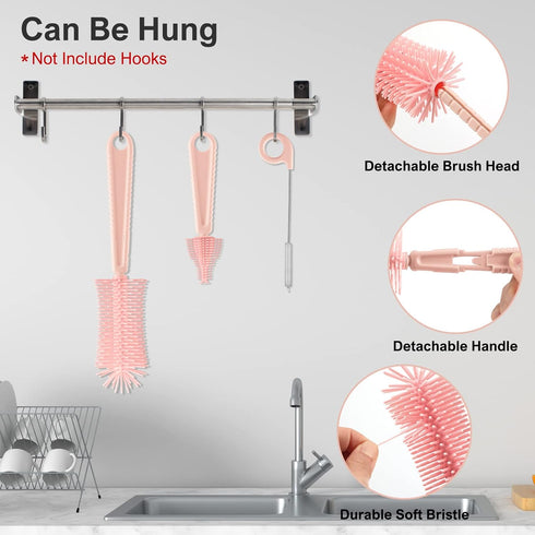 Set-6 1 YomauiYee Baby Bottle Brush in Bottle Brush Cleaner with Silicone Bottle Brush,Drying Rack,Nipple Brush,Straw