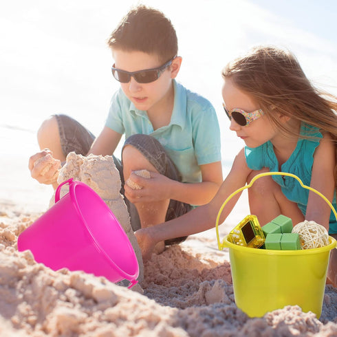 30 6.3 Inch Summer Jerify Pieces Mini Plastic Beach Pail Plastic Small Bucket Small Sand Pail Building Beach