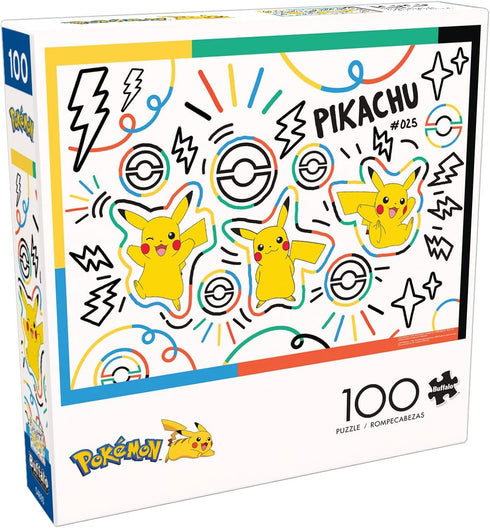 Buffalo Games 100 Piece Jigsaw Puzzle - Doodle Pikachu - Perfect for Game Nights - Finished Size 15.00 x 11.00