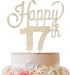 LINGTEER Happy 17th Birthday Gold Rhinestone Cake Topper - Cheers to 17th Birthday Party Centerpieces Decorations
