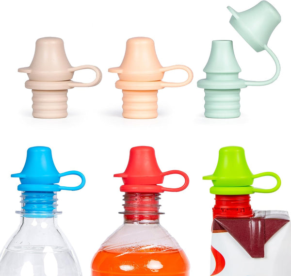 Kiddikap Original Water Bottle Topper for Toddlers 100% Silicone Sippy Top Spout