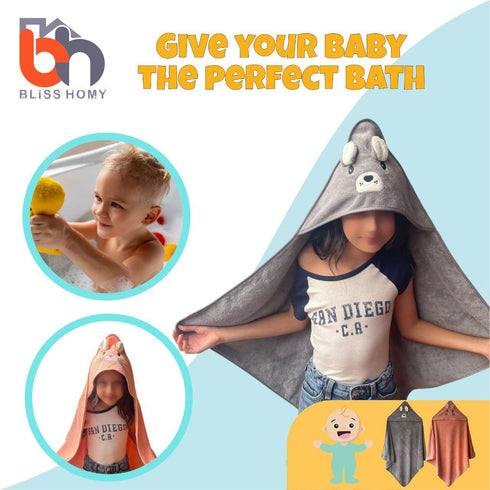 BLISS HOMY 2 pack Hooded Bath Towel for Toddlers Soft & Absorbent Kids Towel Large Hooded Baby Towel for Boys & Girls