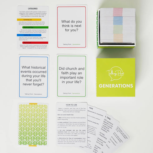 200 Generations Conversation Cards - Deep, Fun & Reflective Questions to Spark Connection - Perfect for Kids, Parents