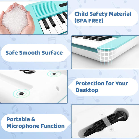 Kids Keyboard Piano Musical Toys, 37 Key Portable Electronic Piano with Microphone, Birthday Gift