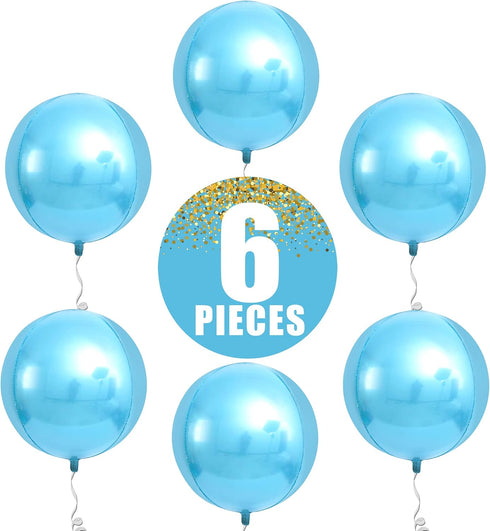 KatchOn Light Blue Foil Balloons - 22 Inch Pack of 6 for Baby Gender Reveal and Under The Sea Party Decorations
