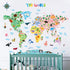 DECOWALL SG2-1615S Animal World Map Kids Wall Decals, Peel and Stick Removable Stickers for Nursery and Bedroom