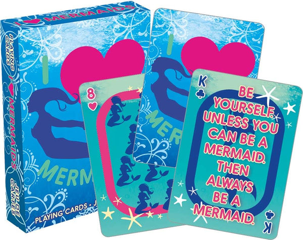 AQUARIUS I Heart Mermaids Playing Cards - Mermaid Themed Deck of Cards for Your Favorite Card Games - Poker Size with Linen Finish
