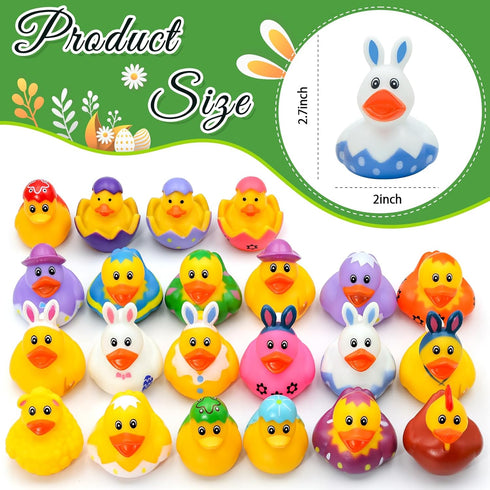 Diteryy 30 Pack Ducks-2.3 Inch Summer Easter Rubber Bulk Floater Ducks for Ducking Assortment Rubber Duckies for Kids