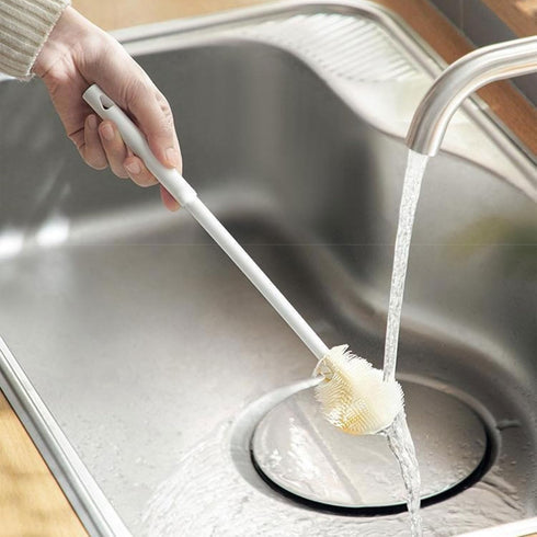 LOXGO Long Handle Cup Cleans Brush for Cleans No Dead Angles Grooves Designs for Baby Bottles and Juicers