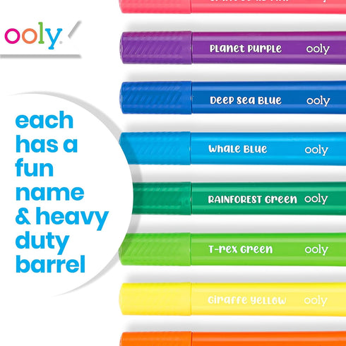 Ooly Thick Washable Markers with Jumbo Grip, Big Bright Brush Tip for Toddlers and Kids