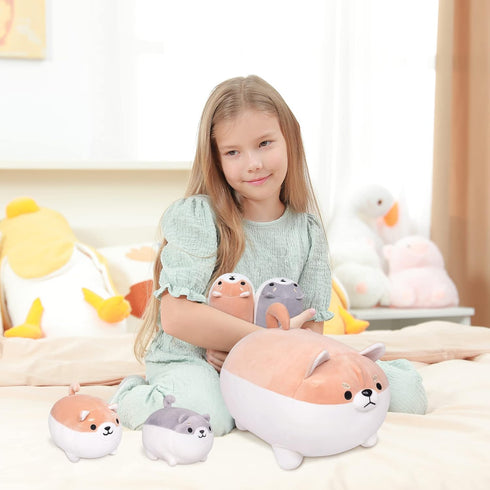 5 16" Mommy 4 Shiba Inu Plush, PCS Shiba Inu Stuffed Animal Family, Corgi Plushie Cute Soft Plushies Pillow Toy Anime