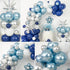 Blue Silver Balloon Arch Kit, Navy Blue Silver White Balloon Garland with Metallic Light blue silver Balloons Star Foil