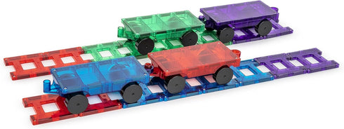 Playmags Magnetic Tiles Train Set, 20 Piece Accessory Set Includes 4 Trains,