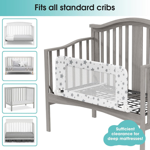 35.3" NUTIKAS Crib Rail Guard for Toddlers - Toddler Bed Rails Convertible Safety Side Protector Swing Down Mesh