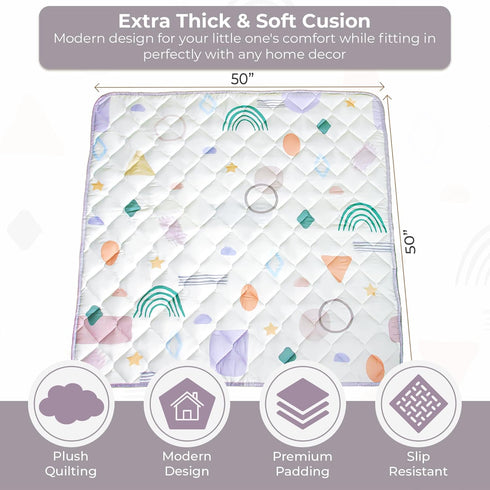 Clarke & Madison 0-6 50x50in Premium Baby Play Mat - Extra Thick Soft Cushion Play Mat, Play Mat for Babies Months