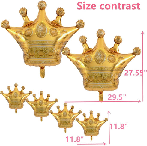 14PCS Gold Foil Crown Balloons for Birthday, Wedding, Party, Baby Shower Decorations - 4 Giant & 10 Mini Size