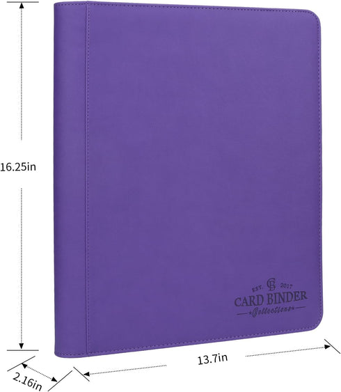 Toploader Binder with 9-Pocket Pages, Hard Cases Hold up to 288 Cards for “3×4” Rigid Card Holder (Purple)
