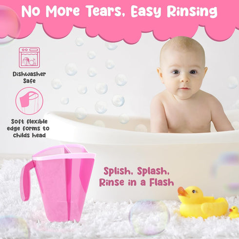 Rinse Cup for Tear-Free Bathing Experience - Soft Flexible Edge, 40 Oz Capacity