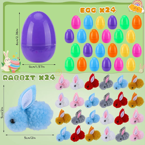 24Pack Labrostar Easter Eggs Fillers with Easter Bunny Plush Inside Prefilled Easter Eggs for Easter Eggs Hunt Easter
