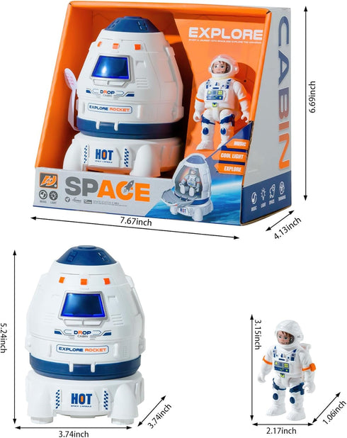 Space Capsule Toys for Kids- Space Toys for Kids with Lights and Sound - Astronaut Toys, Fun Toy for Any Outer Space Adventure, Outer Space Toys Gift for 3 4 5 6 7 8