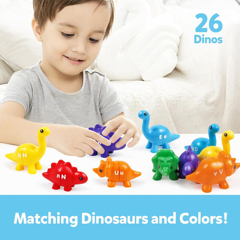 Matching Letters Counting Dinosaur Toys, Double-Sided ABC Alphabet Preschool Learning Sorting Educational Toy Sets