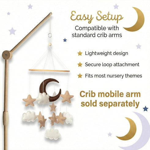 Modern Boho Baby Mobile for Crib - Stylish Nursery Decor in Neutral Tones