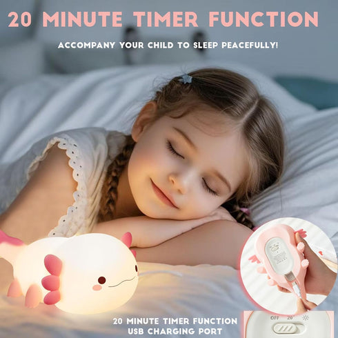 Axolotl Night Light for Kids,Cute Axolotl lamp Gifts Rechargeable light Table Lamp Bedside Lamp,LED Animal Silicone