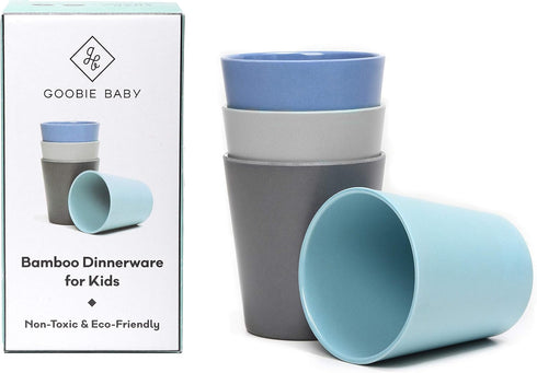 Bamboo Drinking Cup for Kids, Set of 4 Reusable Eco Friendly Dinnerware for Toddlers, 10 Ounce