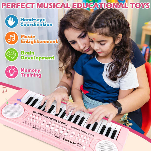 37 3 4 5 6, Kids Keys Piano Keyboard | Music Piano Toys with Microphone | Portable Dual Speaker Electronic Pianos