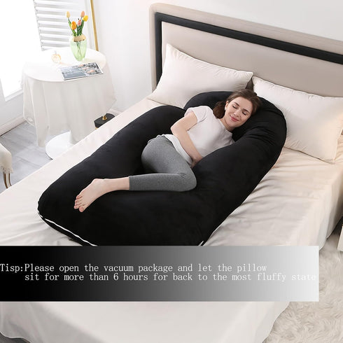 Jcickt 59 inch Pregnancy Pillow J-Shaped Full Body Pillow, with Velvet Cover Easy to Remove and Wash, Support Pregnant