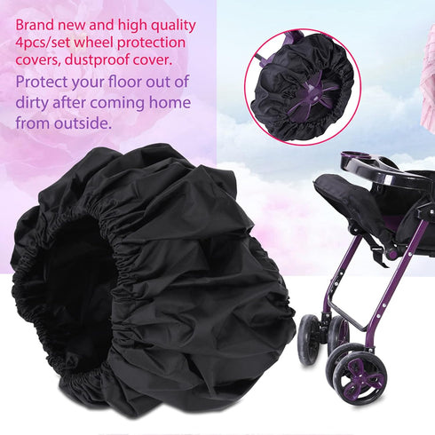 GOTOTOP 4Pcs Stroller Wheels Cover Stroller Wheel Covers Wheelchair Tire Protector Black for Child Kid Baby Stroller Jogger Wheels Covers L