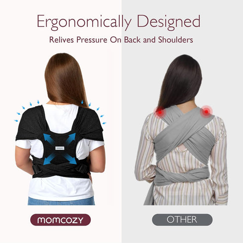 Momcozy 8-35lbs, 30-47inch, Baby Wrap Carrier Skin-Friendly Fabric, Easy to Wear Baby Carrier Sling T-Shirt Design