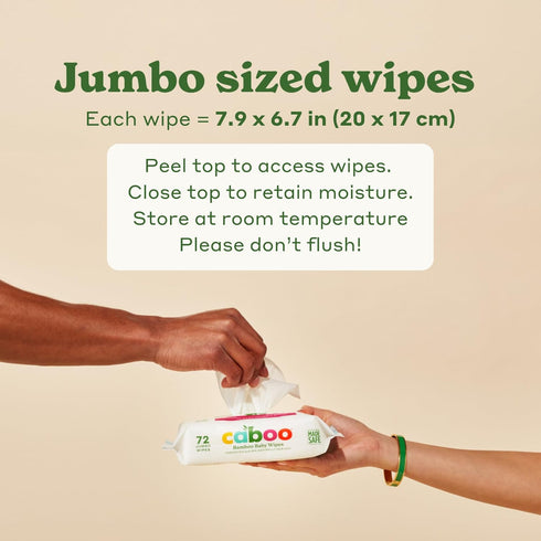 72 Pack, 216 Caboo Baby Wipes, Made with Bamboo Viscose, Certified Made Safe Ingredients, Unscented Baby Wipes Good