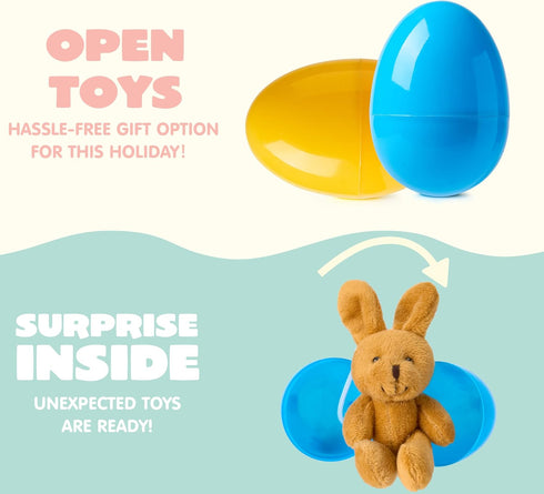 18 JOYIN Pcs Prefilled Easter Eggs with Plush Animals, Eggs with Plush Bunnies & Bears, Basket Stuffers for Girls