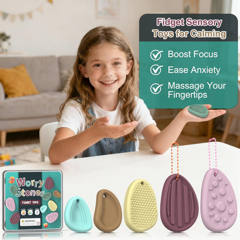 OasVtl Sensory Stone Fidget Toys for Adults, Tactile Anxiety Relief Stress Relief Toy, Quiet Portable Discreet Focus