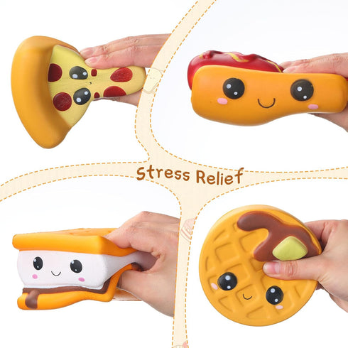 8 Zhanmai Pcs Slow Rising Toys Food Foam Stress Toys in Hot Dog Cake Bread Smore Pizza Biscuit Donut for Teens Adults