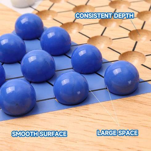 GSE Games & Sports Expert 15" Jumbo Oak Wood Chinese Checkers Board Game Set with Colorful Marbles