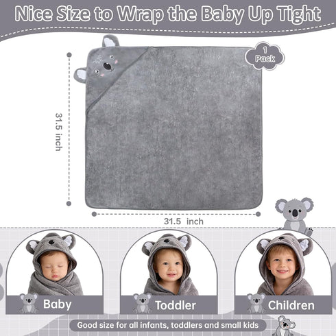 Cozy Hooded Baby Towel, Ultra Soft & Absorbent Fleece Baby Bath Towel with Hood, and Gentle for Newborns, Infants