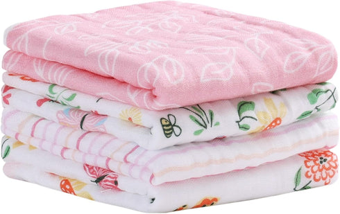 Viviland Baby Muslin Burp Cloths, Super Absorbent Washcloths for Baby Girl and