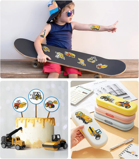 3 4 5 6 7 8 Mini Construction Toys for Kids, Die Cast Construction Truck Vehihcles with Stickers for Toddler Age Years
