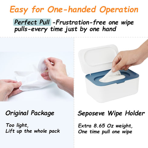 2 Pack Case(2 Wipes Dispenser, Wipe Holder for Baby & Adult, Seposeve Refillable Wipe Container, Keeps Wipes Fresh
