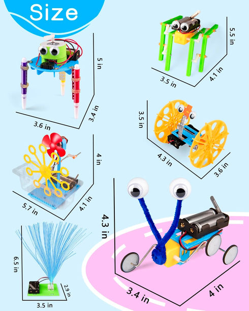 6-in-1 6-12, 8-12, 6 7 8 9 10 12 STEM Kit for Kids Ages STEM Toys for Boys Ages Robot Building Kit & Car Crafts